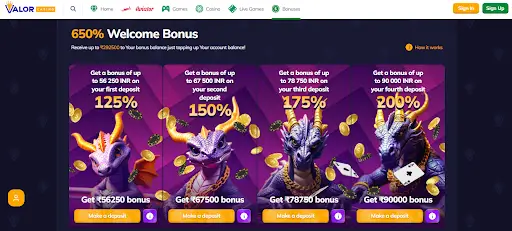 Aviator Valor Casino welcome bonus